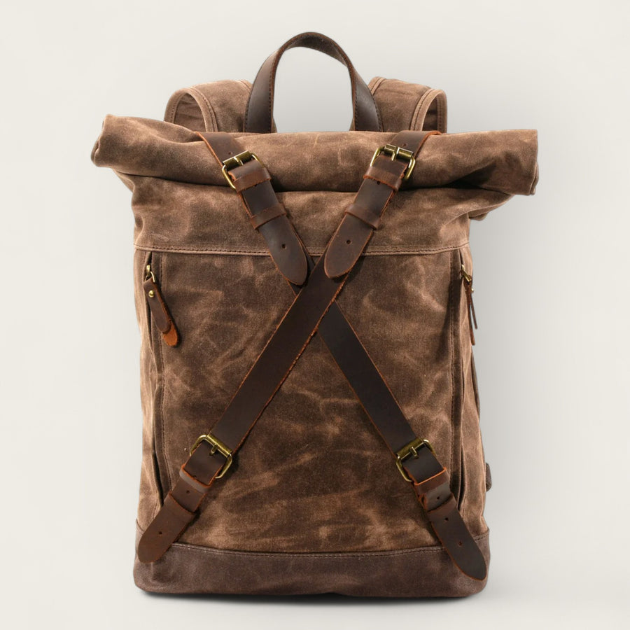 Commuting Waxed cotton and leather backpack