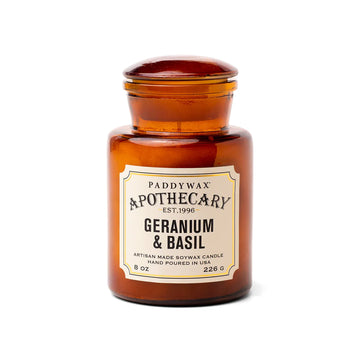 Apothecary 8 oz Candle - Geranium + Basil