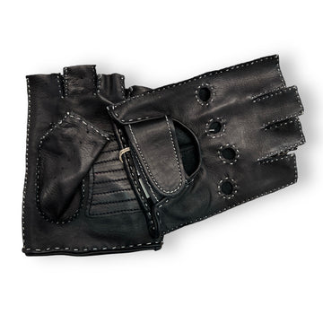 Driver Black Short fingers leather gloves