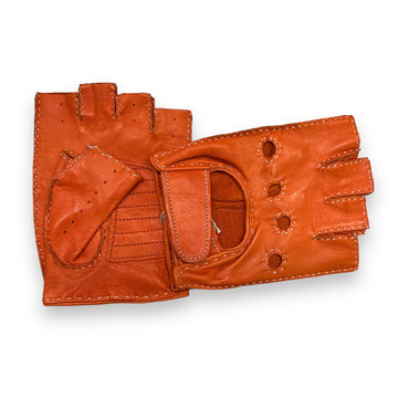 Driver orange Short fingers leather gloves
