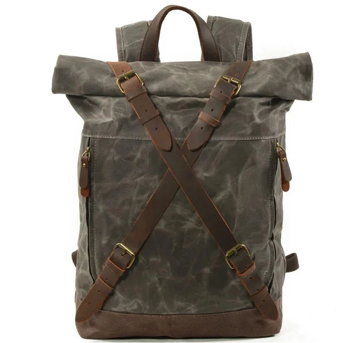 Commuting Waxed cotton and leather backpack