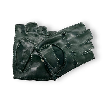 Dark green Short fingers leather gloves