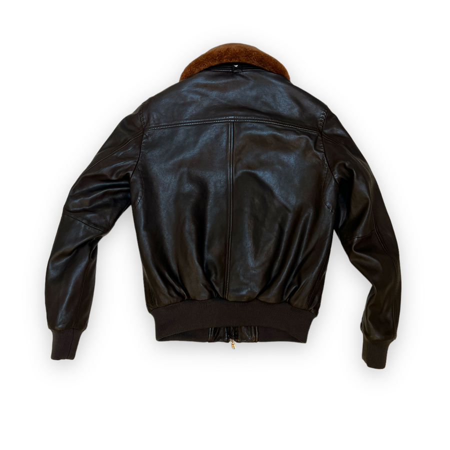 Aviator dark brown Leather Jacket