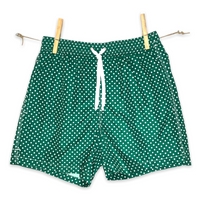 White dots on solid emerald green swimsuit