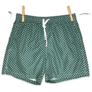 White dots on solid sage green swimsuit